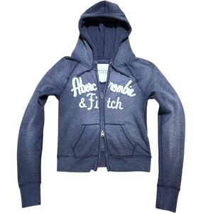 Vtg y2k Abercrombie & Fitch Full-Zip Hoodie Wmns M Blue Preppy Spellout Mallcore